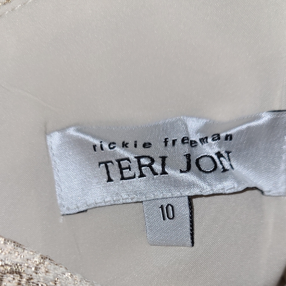 Teri Jon by Ricki Freeman One shoulder Asymmetrical Gold Dress - Picture 6 of 6